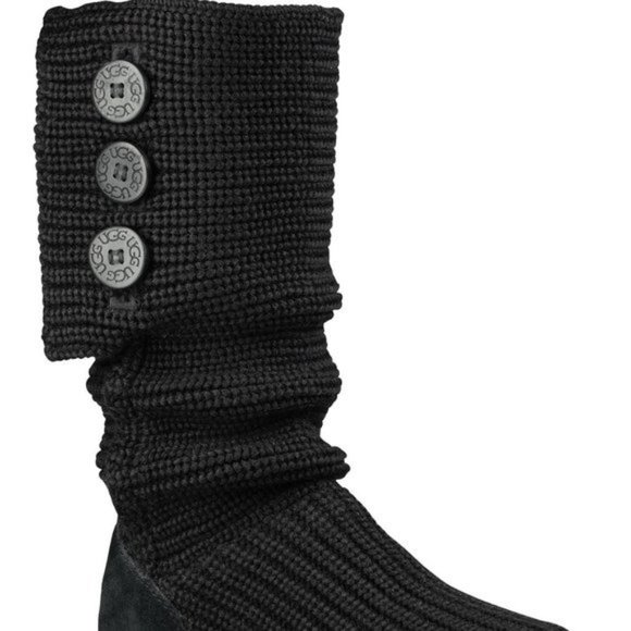 UGG Classic Cardy Black Knit Boots - Picture 2 of 15